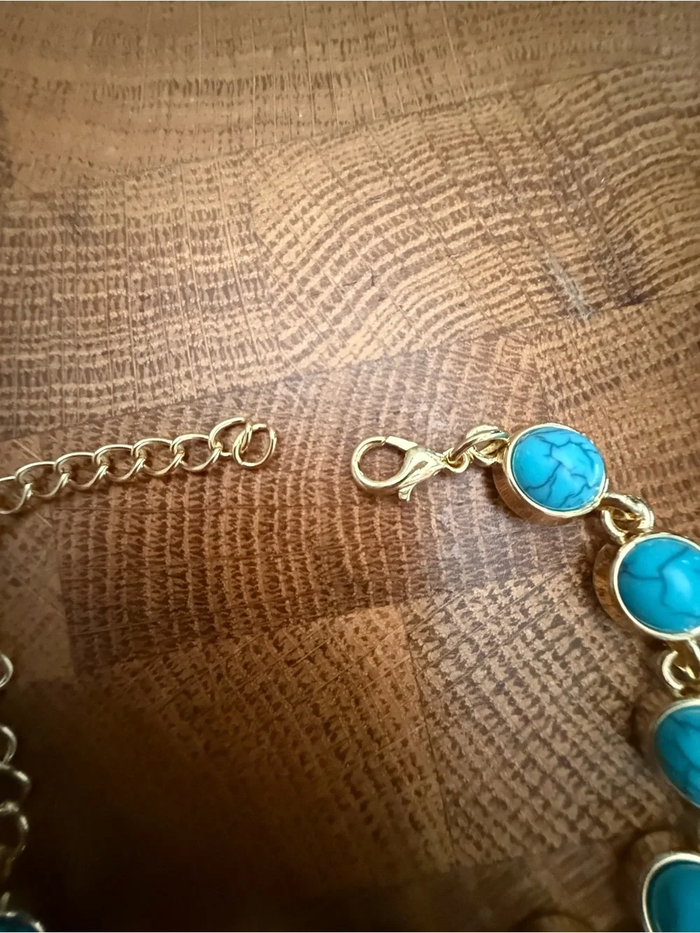 Gold-Tone Bracelet with Turquoise Stone Accents - Women Jewelry Bracelet